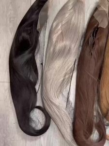 cos Anime-style golden-white platinum beauty hand-crocheted lace high-temperature straight synthetic long hair wig