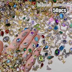 50pcs/lot 3D Luxury Pearl Crystal Diamond Alloy Nail Charms Luxury Gold/Silver Hollow Design Jewelry Nail Art Decoration Accesso h260819