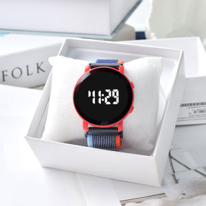 EFJ206 Jam bulat Digital Watch Strap Kanvas Jam Tangan LED Jam Tangan Kanvas