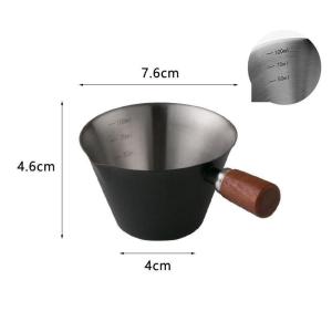 Espresso Measuring Cup Stainless Steel Shot Glass with Wooden Handle Coffee Extraction Graduated Cawan Espresso