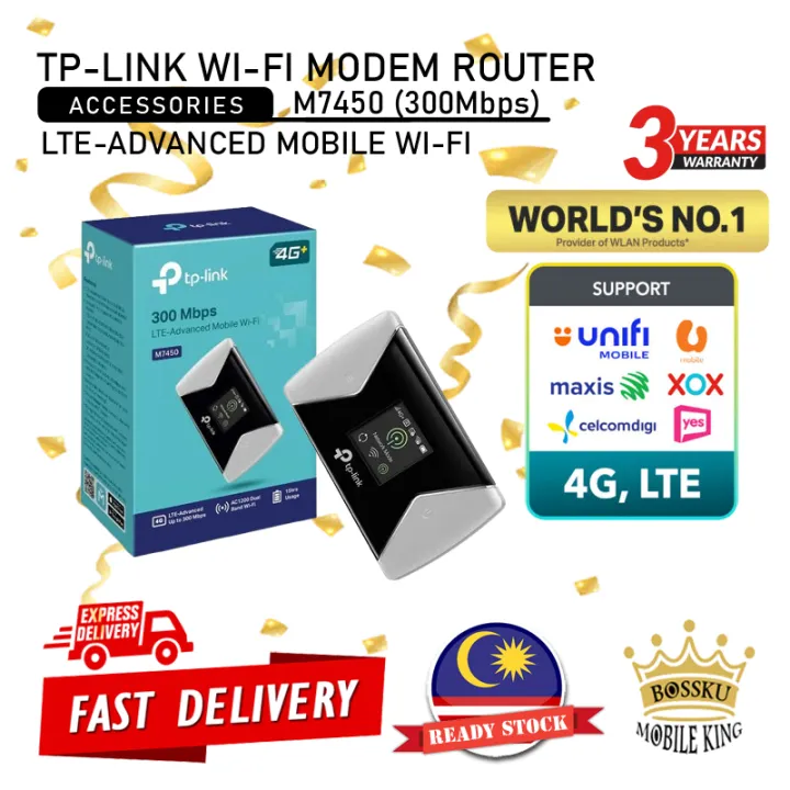 🔥ORI🔥 TP-LINK M7450 4G LTE 300Mbps LTE-ADVANCED MOBILE WI-FI MODEM ROUTER WITH MICRO SD CARD SLOT