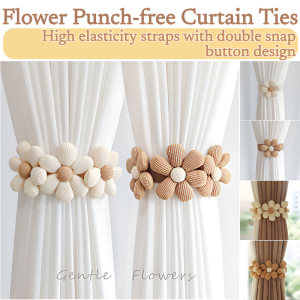 Flower Punch-free Curtain Tiebacks Elegant Decorative Tie Backs for Drapes Window Curtains
