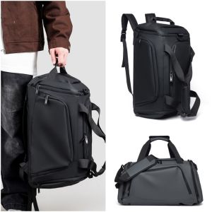 XENMART PU Travel Backpack Dry Wet Separation Black Grey Fitness Bag Fashion Carry on Duffel Luggage Storage Bag Outdoor