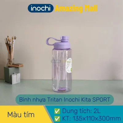 Bình nước thể thao nhựa Tritan Inochi Kita Sport 2L Bình nhựa dung tích lớn nắp vặn Amazing Mall