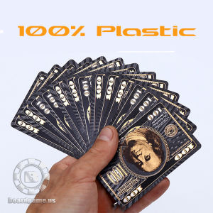 Bài poker nylon đen hình dollar cao cấp kèm hộp thiếc