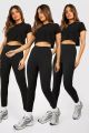 Leggings in Solid Black Plus Size High-Waisted Full Length - Comfort Fit Full Length Pants for Women. 