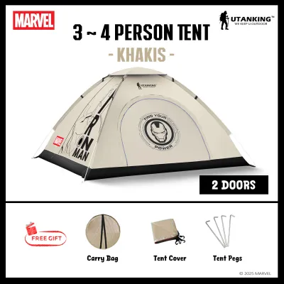 UtanKing™ Pop Up Camping Tent MARVEL Iron Man Edition Foldable Tents Beach Hiking Khemah Lipat