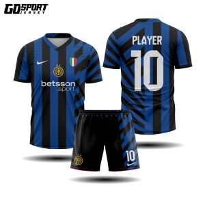 Baju Jersey Stelan Inter Milan Home Blue Black Terbaru 2024/2025 Supporter Gratis Nama dan Nopung Kaos Jersey Setelan Internazionale Full Printing