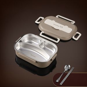 CHARMI Sealed Insulated Compartment Lunch Box Large Capacity 304 Stainless Steel Food Container Tableware with Soup Bowl and Cutlery Picnic Box for Student Adult