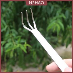 N2HAO  1 cái mới bằng thép không gỉ gốc Rake Bonsai Chậu cây 3-prong nới lỏng đất công cụ cầm tay chống gỉ Rake nhà làm vườn công cụ