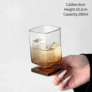 Vintage Square Cup Juice Glass Cups Iced American Coffee Cup Creative Brown Glasses Cups Home Kitchen Tool