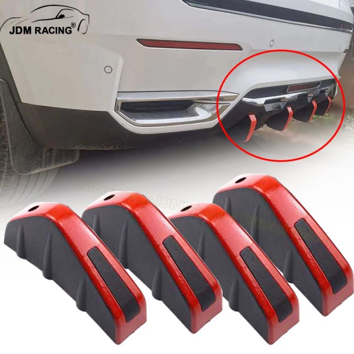 4PCs red black universal car carbon fiber pattern modified shark fin ...