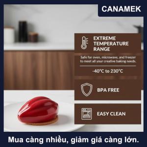 【CANAMEK】 Sáu Lỗ Ca Cao Vỏ Silicone Mousse Khuôn Dễ Dàng Phát Hành Bánh Pháp Món Tráng Miệng Khuôn Cho Bakeware Phụ Kiện Nhà Bếp