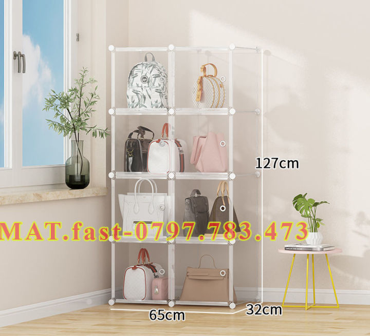 🌸MẪU MỚI🌸Tủ Nhựa Trong Suốt Đựng Túi Xách, Vật Dụng Cá Nhân Lắp Ghép Dễ ...