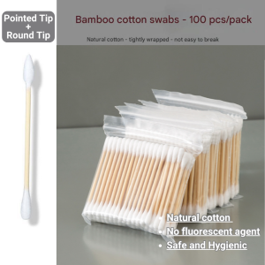 Natural Cotton Swab  500 PCs/100PCs - Multi-functional Make up Sanitary Cleaning