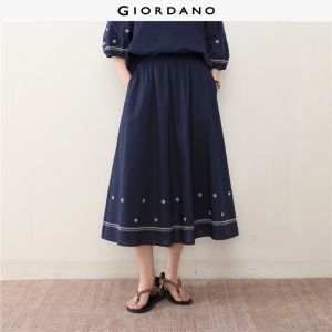 Giordano Women 【Online Exclusive】Ramie embroidered tie V-neck three-quarter sleeve woven shirt Free Shipping 18346310