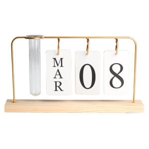 Nordic Simple Ins Style Iron desk Calendar with Glass Vase Planner Week Date Display For Office Desktop Decoration