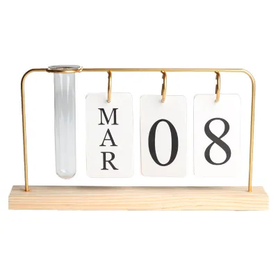 Nordic Simple Ins Style Iron desk Calendar with Glass Vase Planner Week Date Display For Office Desktop Decoration