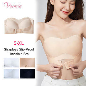 【OFFICIAL】【Anti-Slip/Sleek Back/Strapless】Lift Bra Seamless Wire-free Strapless Bra Invisible Backless Bra For Women Anti-Slip Strapless Bra With A Beautiful Back For Women 无肩带双重防滑礼服抹胸内衣