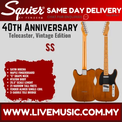 Squier 40th Anniversary Telecaster Vintage Edition Electric Guitar Maple FB Satin Vintage Blonde / Satin Mocha / Satin Dakota Red