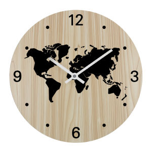 LZD  Nordic Noiseless Movement Creative Wooden Living Room Wall Clock World Map Clock Household Minimalist Clock Wooden Clock Customization