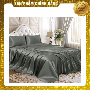 Bộ 5 món 4 món chăn ga phi lụa cao cấp loại 1 mã màu Xám Đậm siêu sang mền lẻ chần gòn ga bọc nệm