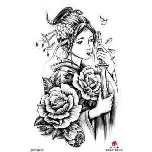 Tato Temporer Warna Abu-abu Floral Seri TBS-8437 - Tahan Air Anti Bocor Tampilan Elegan
