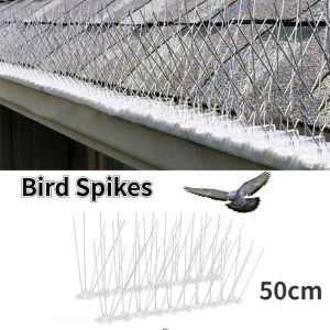 50CM Bird Repellent Mat Spikes Steel Bird and Pigeon Spikes Chase Birds Eaves Roof Anti Bird Spike Strip Balcony Orchard Deterrent Spikes Bird Scarer Repeller Get Rid of Pigeons and Scare Birds Pest Control