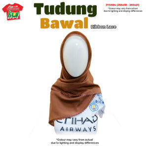 Tudung Bawal Ribbon Lace Bidang 45 – Japanese Cotton Square Hijab | Soft Breathable & Washable