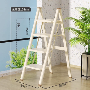 Household Step Ladder 3 And 4 Steps White Foldable Step Ladder-150kg