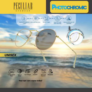 Peculiar Eyewear Louise Round Anti-Radiation Photochromic UV400 Replaceable Lenses Fashionable glasses for Men and Women