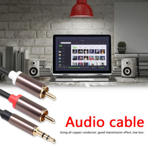 3.5มม.3.5แจ็ค2 RCA AUXสายออดิโอ1/8นิ้วชาย2RCAชายSplitter