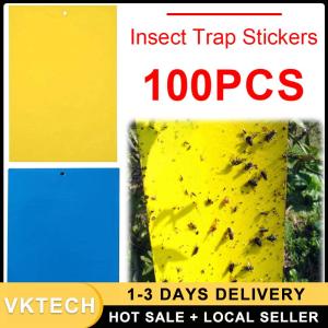 Electric Insect Killer Trap 100 Pack Double Sided Sticky Traps for Gnats and Fruit Flies 20x15cm Durable and Non-Toxic Pest Control Solution