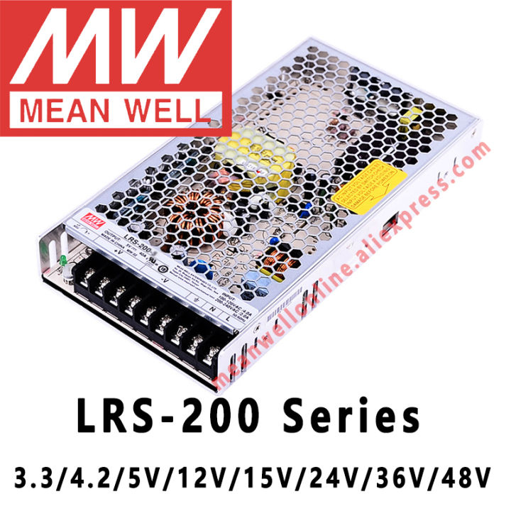 Mean Well LRS-200-3.3V 4.2V 5V 12V 15V 24V 36V 48V Switching Power ...