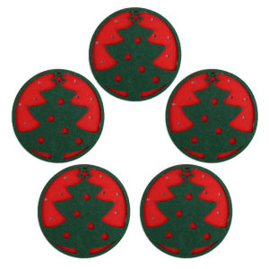 YESPERY 1/5pcs 10cm Hollow Table Placemat Christmas Snowflakes Design Felt Material Cup Placemat Table Coaster Heat Mat Resistant Christmas Decor