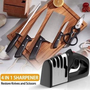 In Store 4 Stage Stage Pro Stainless Steel Knife Sharpener Alat Pengasah Pisau Knife Sharpener Anti-Slip Base