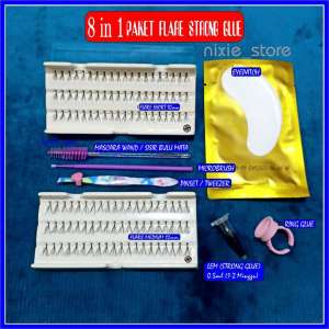 PAKET Bulu mata Eyelash extension Bulumata tanam Natural Halus Lembut Flare 60 Helai Murah 8 in 1