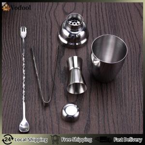 【Vodool】4pcs Cocktail Shaker Barware Tools 250ml Stainless Steel Profissional Cocktail Shaker Set Lightweight Portable with Jigger Bar Accessories