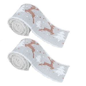Tear Resistant Frayed Edges Craft Ribbon Feature Reindeer Motifs Ideal For Seasonal Wrapping Solution
