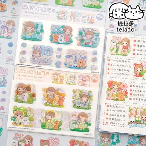 Túi sticker họa tiết TELADO S6 dễ thương trang trí sổ tay Set đồ chơi hình dán không thấm nước siêu xinh
