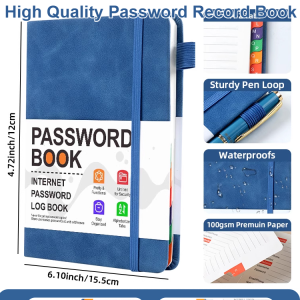 Password Book High Quality Notebook Business Office Meeting Record Book Adult Diary with Lock Girl Boy Thickened Notepad高品质密码笔记本