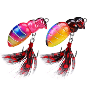 Bees Fishing Lure 4.7cm Artificial Lure Floating Insect Baits with Treble Hook for Perch