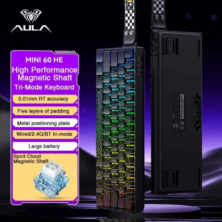 Aula Mini 60he tri-chế độ RT Bàn phím 0.01mm RT đèn nền RGB hot ...
