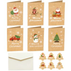 18pcs/set Merry Christmas Greeting Card with Envelope DIY New Year Xmas Postcard Gift Card Festival Party Decoration