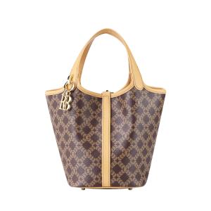 Royal Bagger Signature Coated Canvas & Vegetable-Tanned Cowhide Leather Bucket Bag Casual Handbag for Women Tote Bags 4260