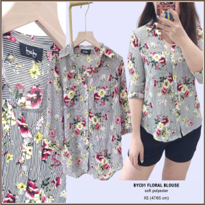 Kemeja Wanita Murah Lengan Pendek (BYC01 Floral Blouse)