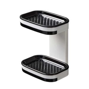 TIEZI MALL 1/2 Lớp Khay đựng xà phòng gắn tường Chống thấm nước Tự dính Giá đựng xà phòng Giá đỡ miếng bọt biển Chống trơn trượt Hộp đựng xà phòng có lỗ thoát nước Hộ gia đình