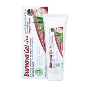 Burnova gel  plus Dragons Blood มีขนาด 20 และ 50 กรัม ช่วยให้ผิวเรียบเนียน ผิวแห้ง รอยดำรอยแดง (1หลอด)