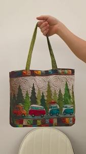Trendy Fashion Printed Canvas Tote Handbag Casual Single Shoulder Bag Portable Canvas Shoulder Bag for Daily Shopping & Outing