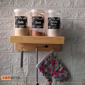 Rak Dapur Tempat Bumbu Rak Botol Gratis Toples Bumbu Gantung Didinding Rak Bumbu Kayu Zanarra